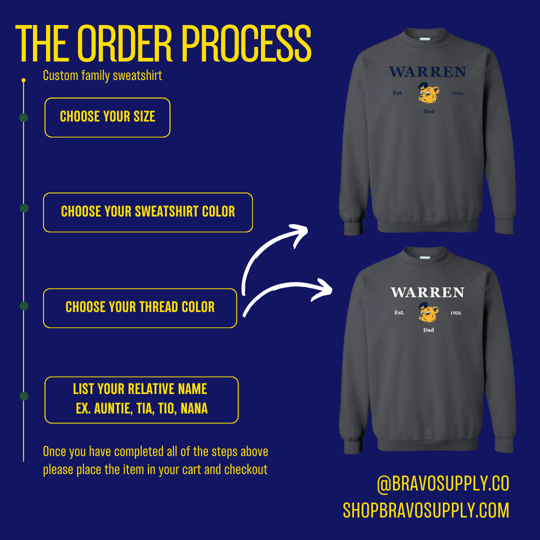 Custom family member Warren embroidered sweatshirt
