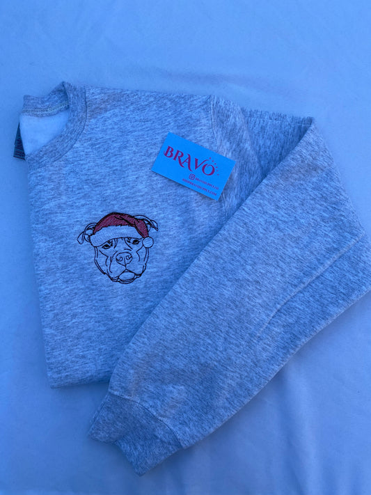 Custom Christmas dog embroidered sweatshirt
